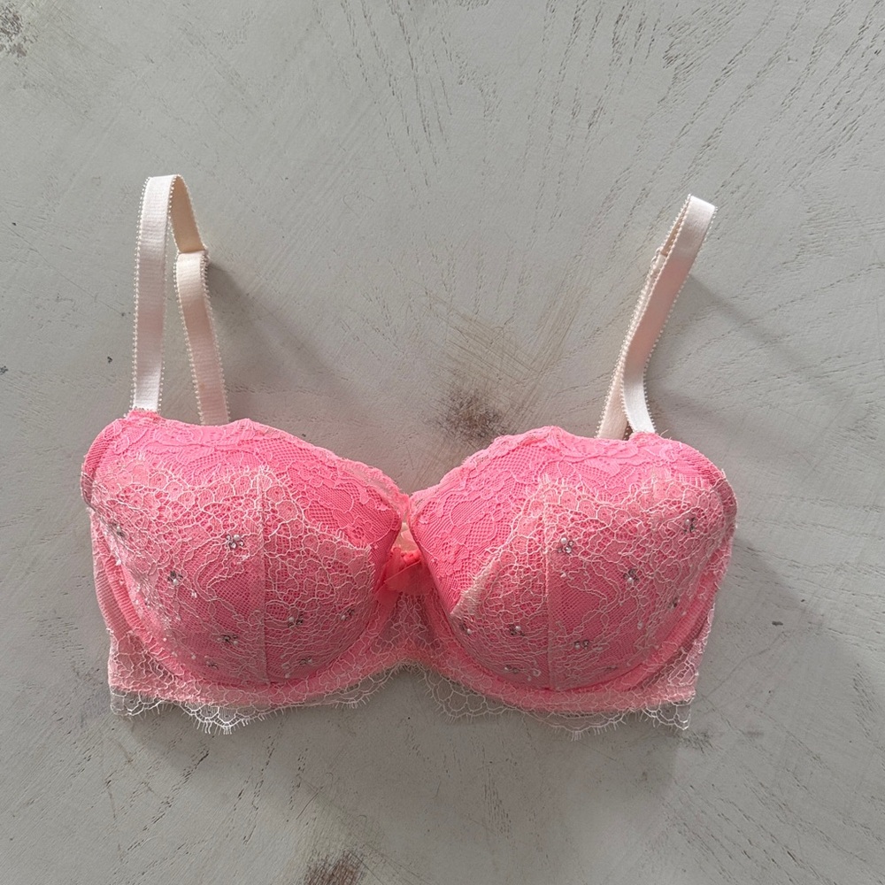 Victoria’s Secret Pink Dream Angels Bra with Rhinestone & Pearl Embellishments